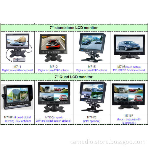 7inch Standalone Car Rear View LCD Monitor with Digital Screen&24V for Big Vehicles Optional